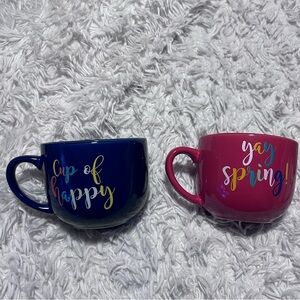 2pc Cup Of Happy  Yay Spring 14 oz Large Mug Coffee Tea Beer Wine Whiskey Cup
